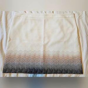 WHBM,  fully lined skirt, cream with embroidered pattern on bottom, sz 16